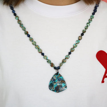 God's Plan Shield Lapis Necklace-Your Soul Place